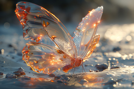 水中的发光蝴蝶背景图片
