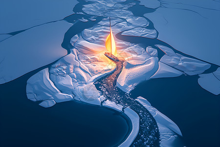 冰裂素材冰裂中的烛光插画
