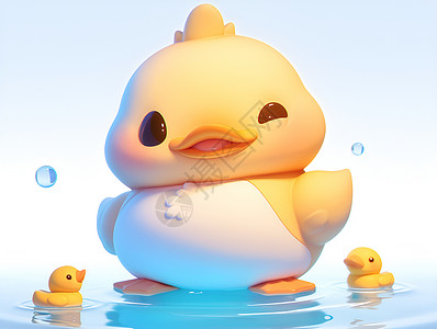 梦幻的水上小黄鸭背景图片