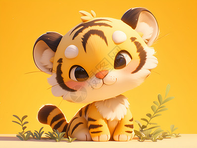 虎画像设计的可爱老虎宝宝插画