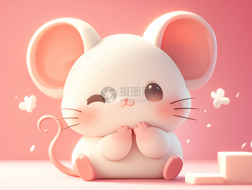 粉色背景中的老鼠图片