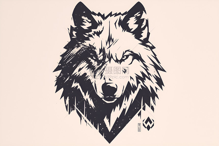 设计的狼头插画图片