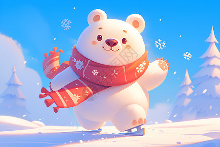 雪地中的白熊背景图片
