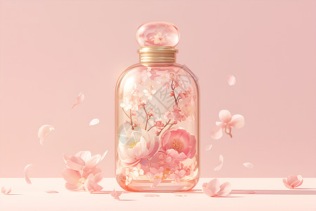 玻璃瓶中植物玻璃瓶中的花朵插画
