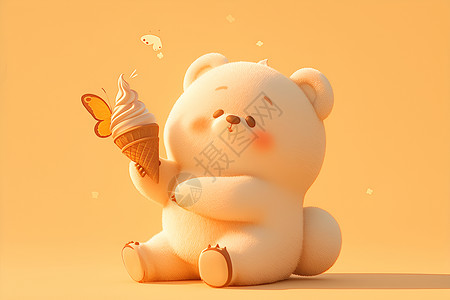 卡通的小熊和蝴蝶背景图片