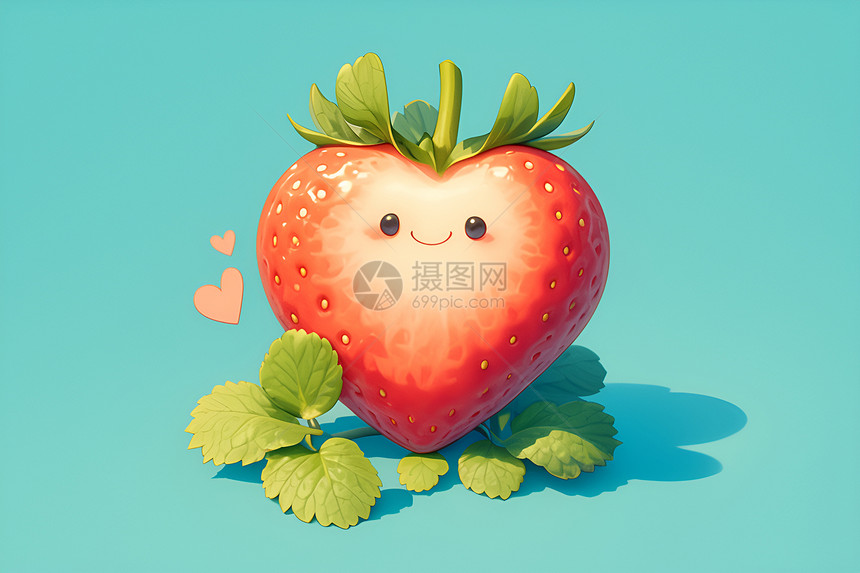 可爱的草莓插画图片