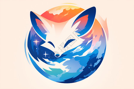 可爱的狐狸徽标背景图片