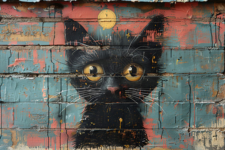 猫头壁画背景图片
