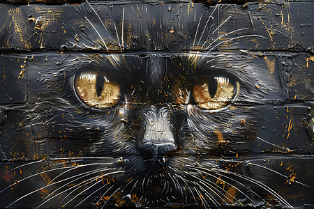 黑色猫咪街头涂鸦背景图片