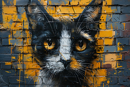 城市街头的黑猫背景图片