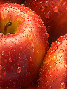 水滴上的红苹果背景图片
