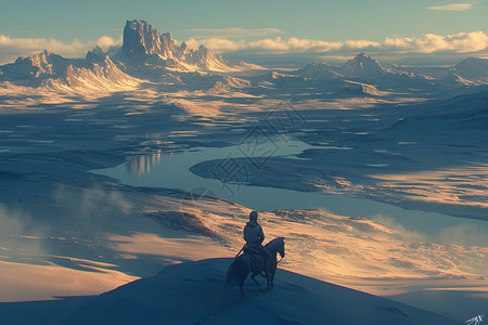 冰雪世界中的骑士高清图片