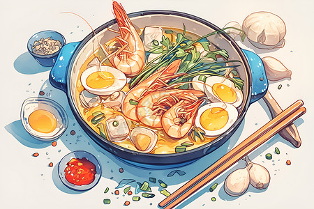 海鲜火锅大餐背景图片