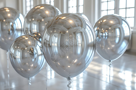 银色气球银光闪耀的气球设计图片