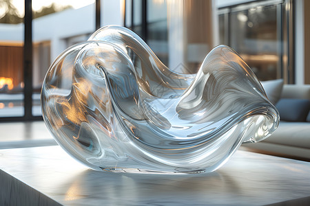 玻璃上的水雾茶几上的玻璃雕塑设计图片
