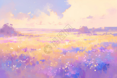紫色花海紫色草地高清图片