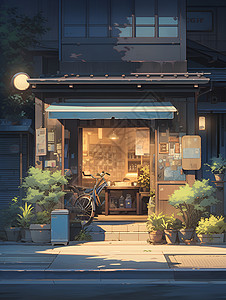 夜晚的日本店铺背景图片