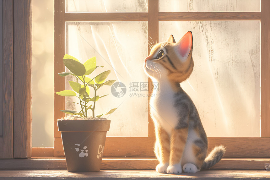 窗前的猫咪图片