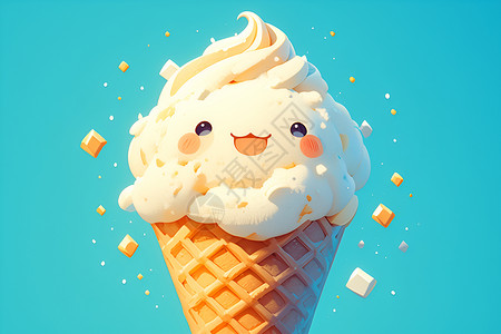 美味的甜筒冰淇淋背景图片
