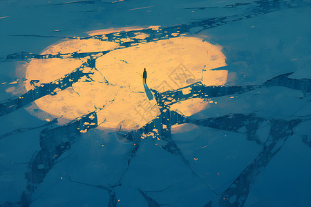 路面结冰冰原上的光插画