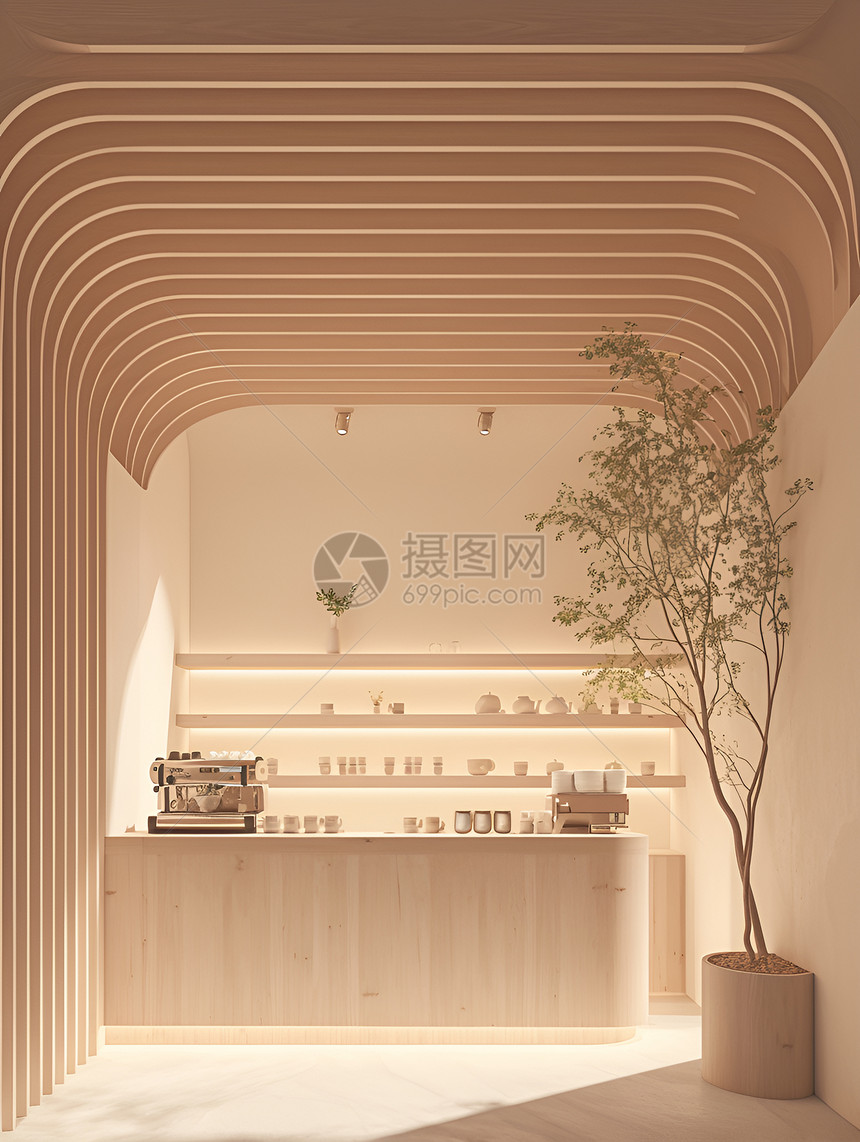 清新现代的奶茶店图片