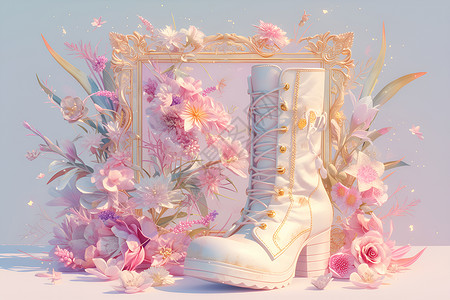 花朵和大白靴背景图片