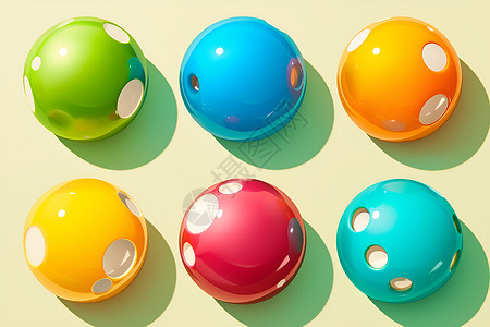 漂浮彩色球体色彩缤纷的球插画