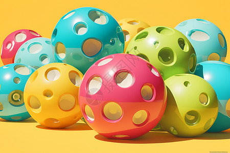 塑料球绚丽多彩孔洞球插画