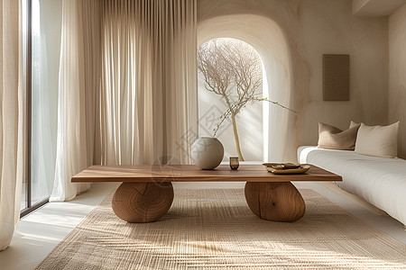 米色单个沙发抽象美学的现代客厅背景