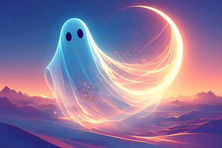 月光下飘浮的幽灵背景图片