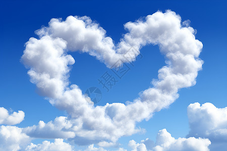 云朵心形素材天空中一朵心形云朵背景