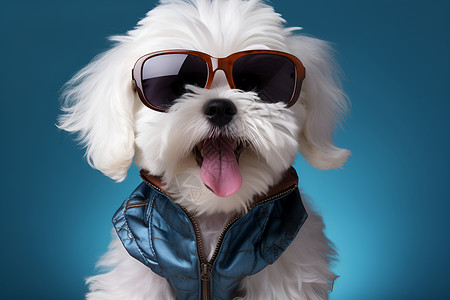 酷狗酷炫的小狗戴着墨镜背景