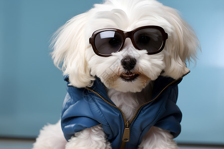 酷狗白色狗狗戴着太阳镜背景