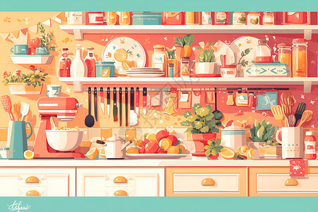 排列整齐的厨具背景图片