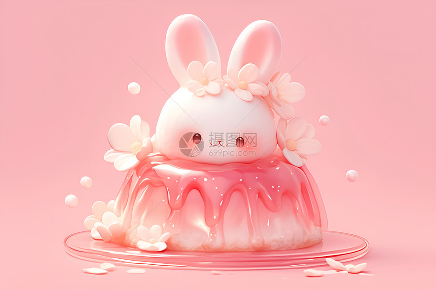 甜美粉色兔子蛋糕图片