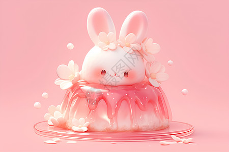 甜美粉色兔子蛋糕背景图片