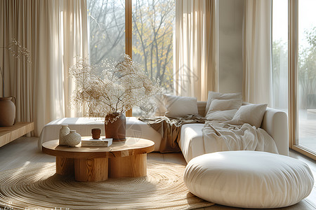 简约木质桌的客厅内景背景图片