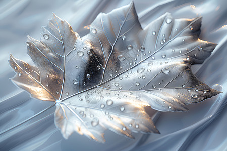 金属与水素材飘浮在水面上的叶子插画