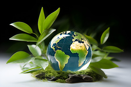绿色植物叶片一个地球设计图片