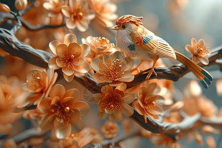 美丽的鸟金鸟栖枝设计图片
