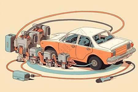 科技汽车线条一辆汽车插画