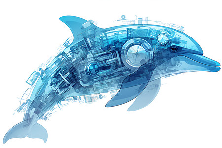 海豚科技机器海豚插画