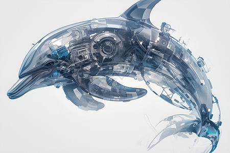 海豚科技未来机械海豚插画
