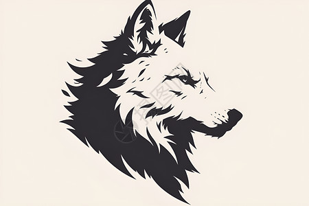 绘画的狼头标志插画