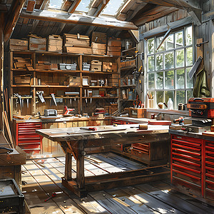古朴的木工工作室背景图片