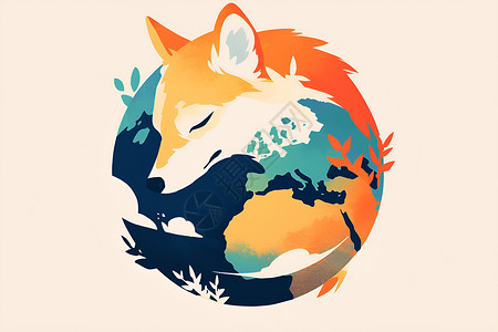 艺术徽标设计的狐狸徽标插画