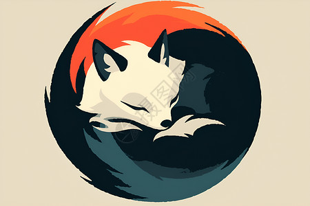 回收徽标绘画的狐狸徽标插画
