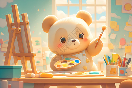 设计的小熊艺术家背景图片