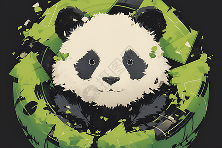 转向循环箭头可爱的熊猫插画