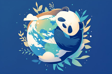 爬上树杈熊猫地球上的熊猫插画